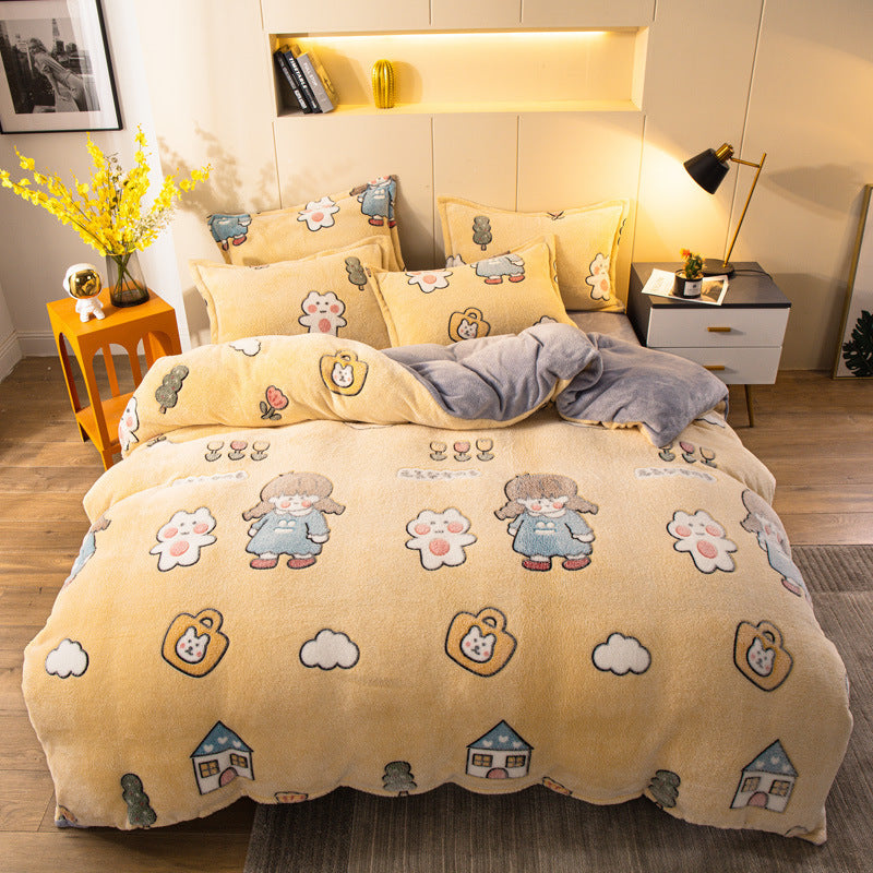 Four-piece Bedding With Velvet Sheets To Keep Warm Milk Velv | Other