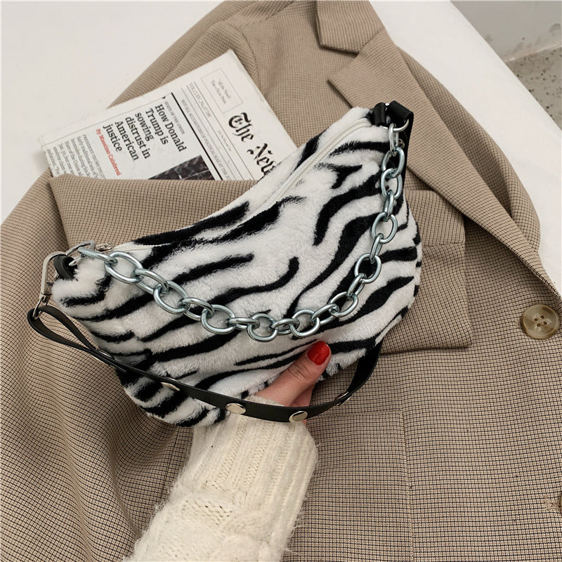 Leopard Pattern Plush Bag Personality Diagonal Women Bag Cha | Luggage & Bags