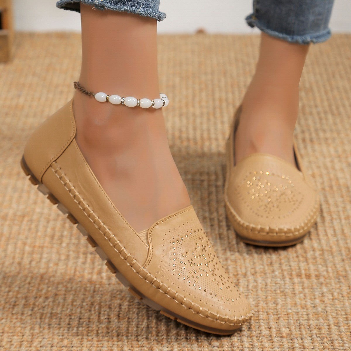 Handmade Stitching Gommino Solid Color Casual Women's Shoes | Shoes