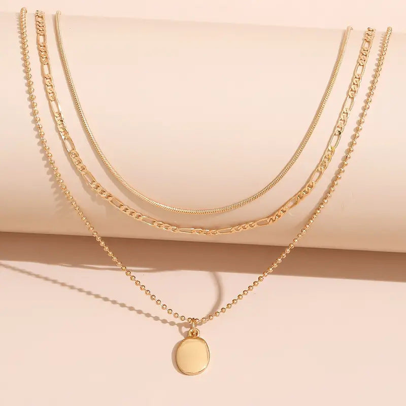 Vintage Geometric Metal Oval Pendant Necklace | Jewelry & Accessories