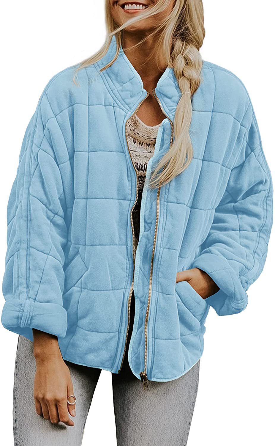 Winter Zip-up Stand Collar Coat With Pockets Fashion Solid C | Other