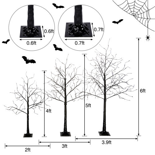 3 Pac Halloween Spooky Tree With Purple Lights, 4ft 5ft And | Other