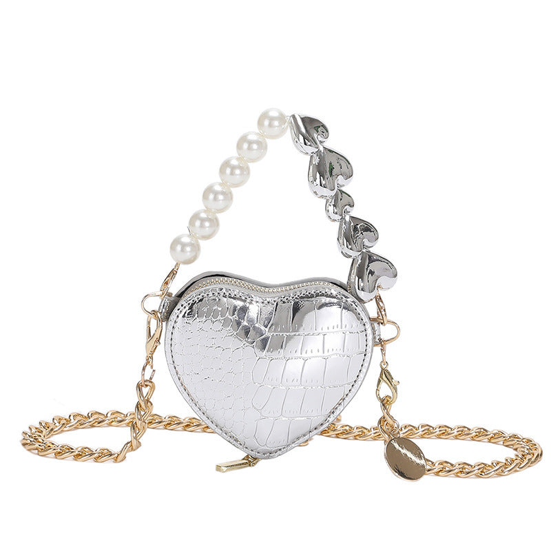 Mini Love-shape Pearls Handbag Fashion Cute Chain Lipstick B | Luggage & Bags