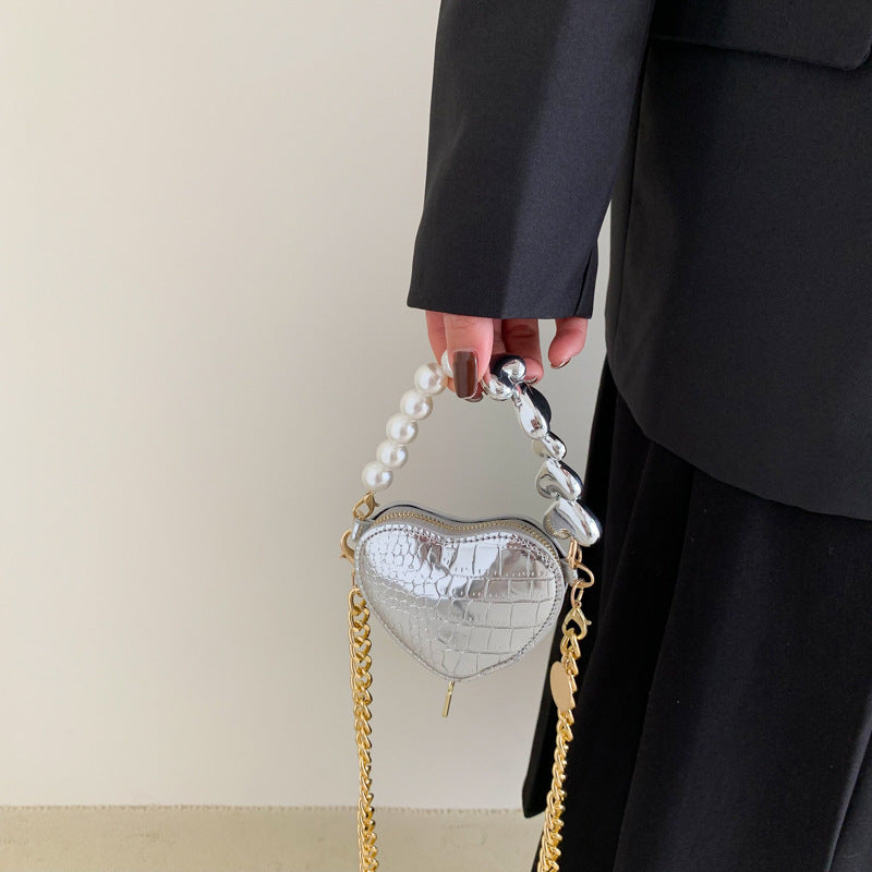 Mini Love-shape Pearls Handbag Fashion Cute Chain Lipstick B | Luggage & Bags