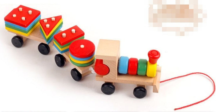 Wooden Train Three-section Tractor Toy Children's Intelligen | Electronic Learning Toys