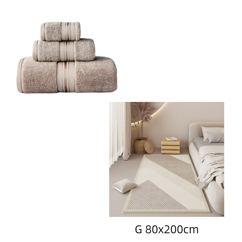 Pure Color Thick Cotton Bath Towel Set Towel Set Increased P | Other