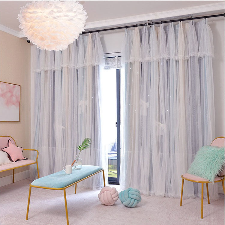 Nordic Simple Hollow Star Princess Wind Bedroom Blackout Cur | Other