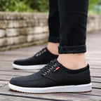 Men's Lace-up Canvas Shoes Casual Men Breathable Walking Fla | Shoes