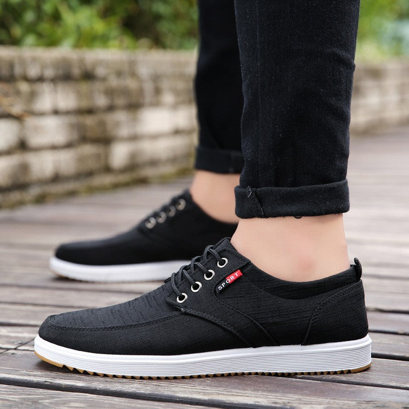 Men's Lace-up Canvas Shoes Casual Men Breathable Walking Fla | Shoes