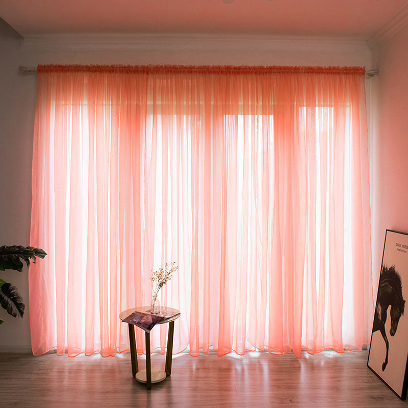 Simple And Modern Balcony Solid Color Gauze Curtain | Other