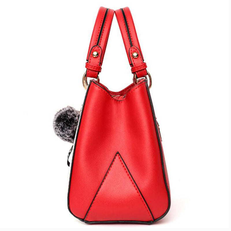 Women Hairball Ornaments Totes Patchwork Handbag Party Purse | Luggage & Bags