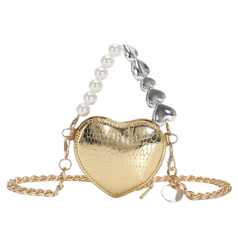 Mini Love-shape Pearls Handbag Fashion Cute Chain Lipstick B | Luggage & Bags