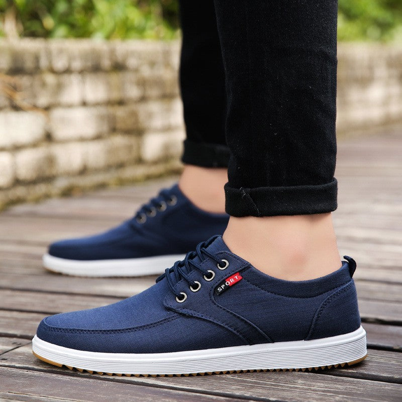 Men's Lace-up Canvas Shoes Casual Men Breathable Walking Fla | Shoes