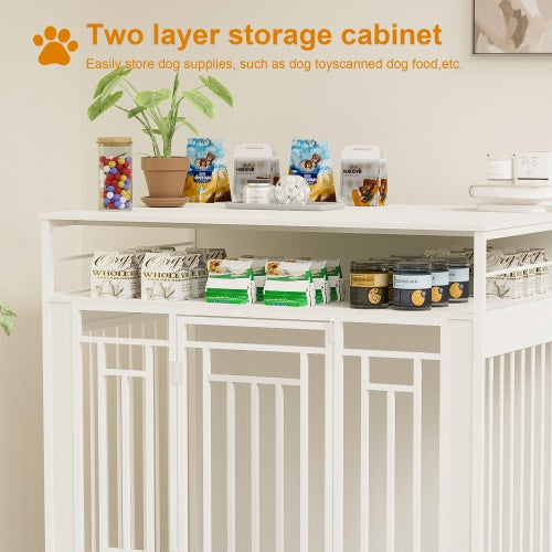 43.3 Inch Large Dog Kennel Furniture, Wooden Kennel With Div | Home & Garden