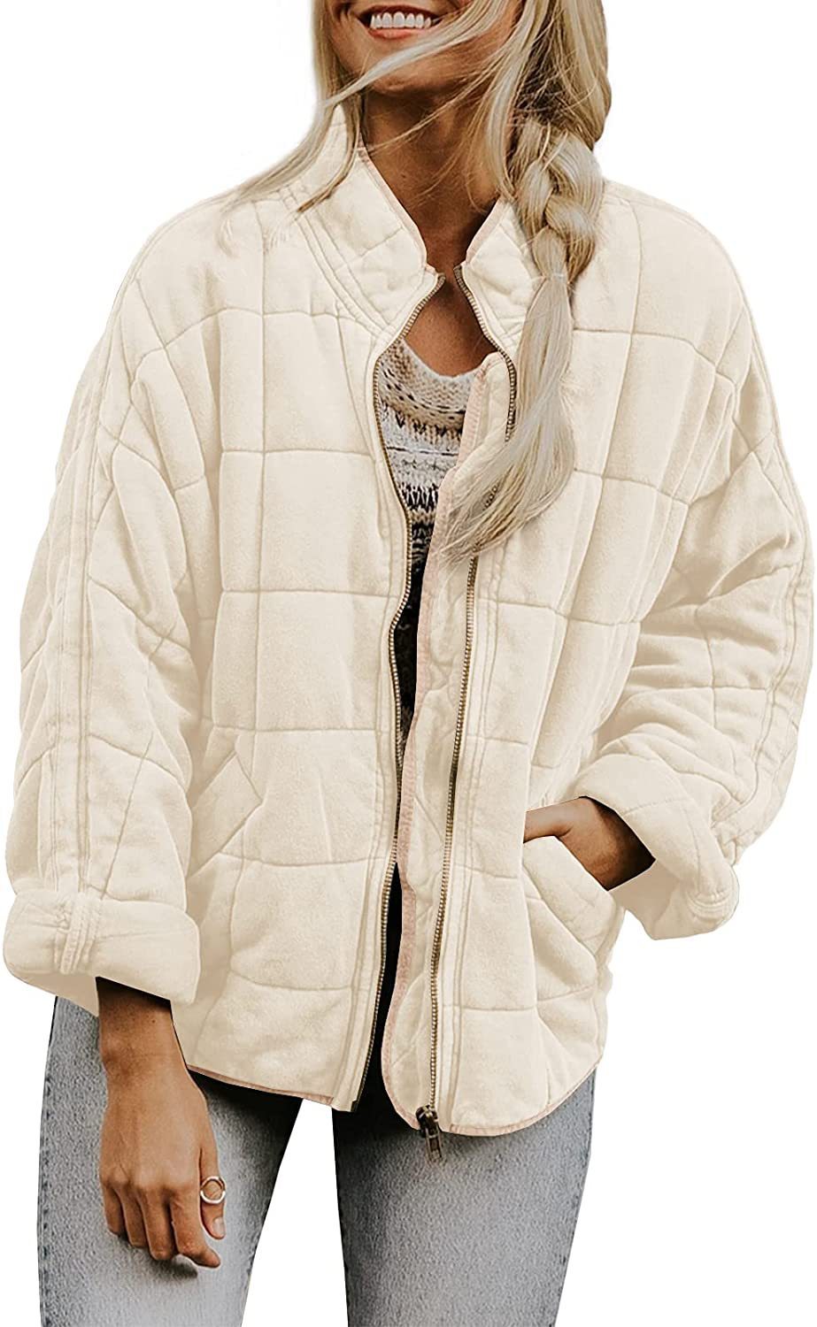Winter Zip-up Stand Collar Coat With Pockets Fashion Solid C | Other