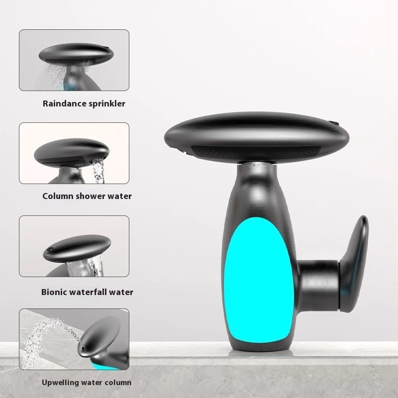 4-1 Modern Zinc Alloy Faucet – Chrome, Black, White, Gun Gray & Brushed Gold (Optional Ambient Light)