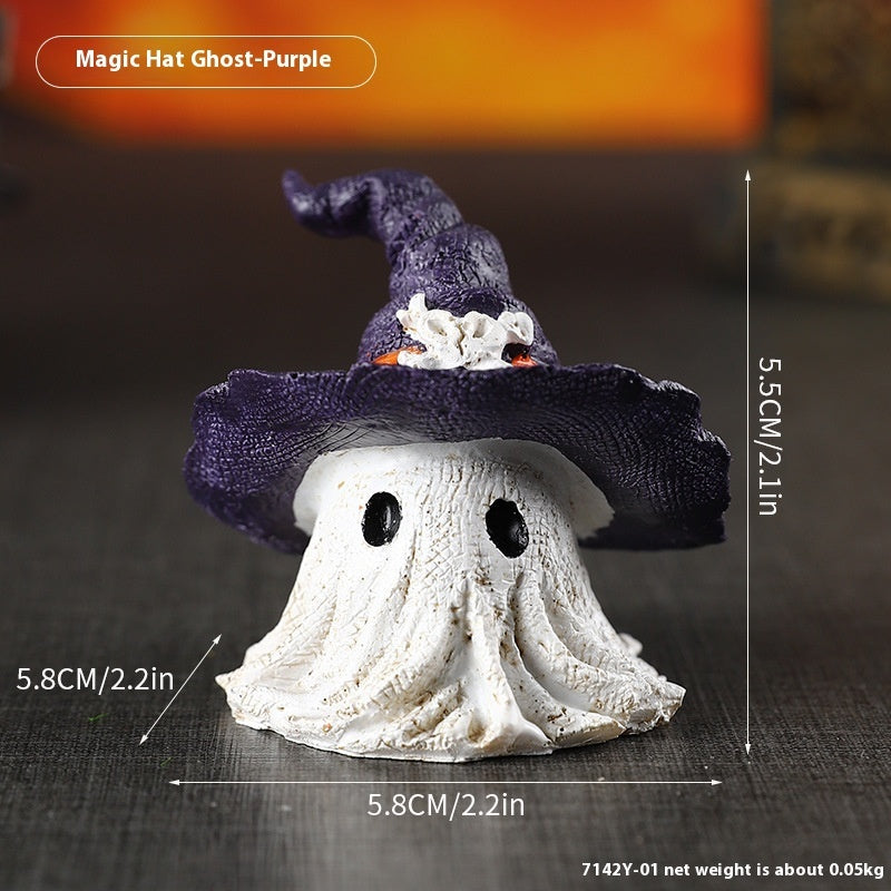 Resin Decoration Halloween Wizard Hat Ghost Ornaments | Other