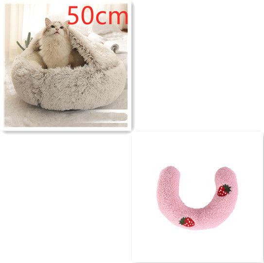 2 In 1 Dog And Cat Bed Pet Winter Bed Round Plush Warm Bed H | Other
