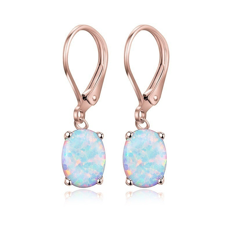 Four-claw Oval Opal Earrings European And American Ornament | Jewelry & Accessories