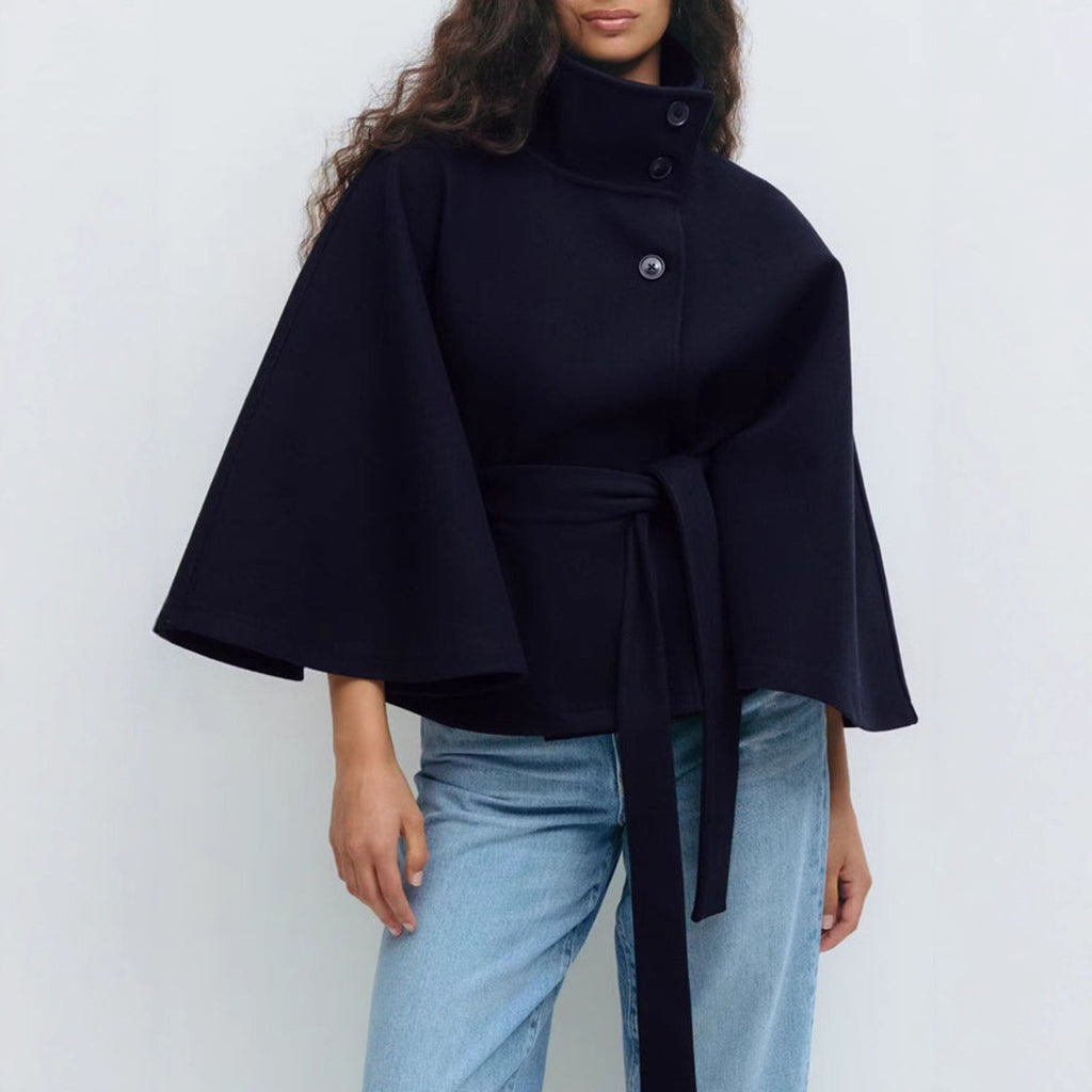 Winter High Neck Batwing Sleeve Coat With Belt Fashion Loose | Other