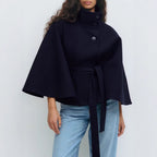 Winter High Neck Batwing Sleeve Coat With Belt Fashion Loose | Other
