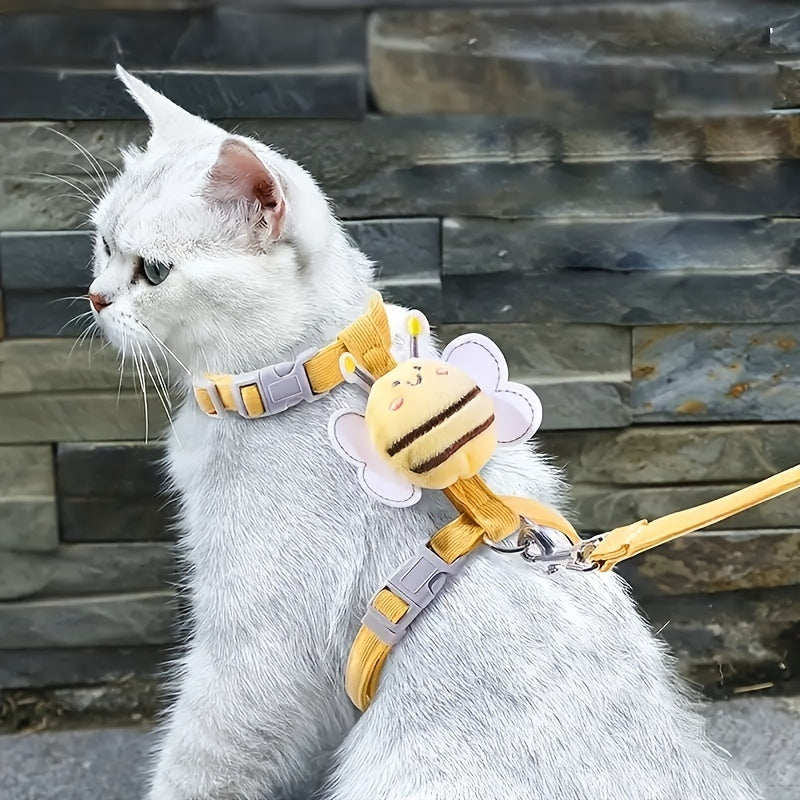 Cat Harness Leash Set With Cute Bee Plaid Cats Escape Proof | Other