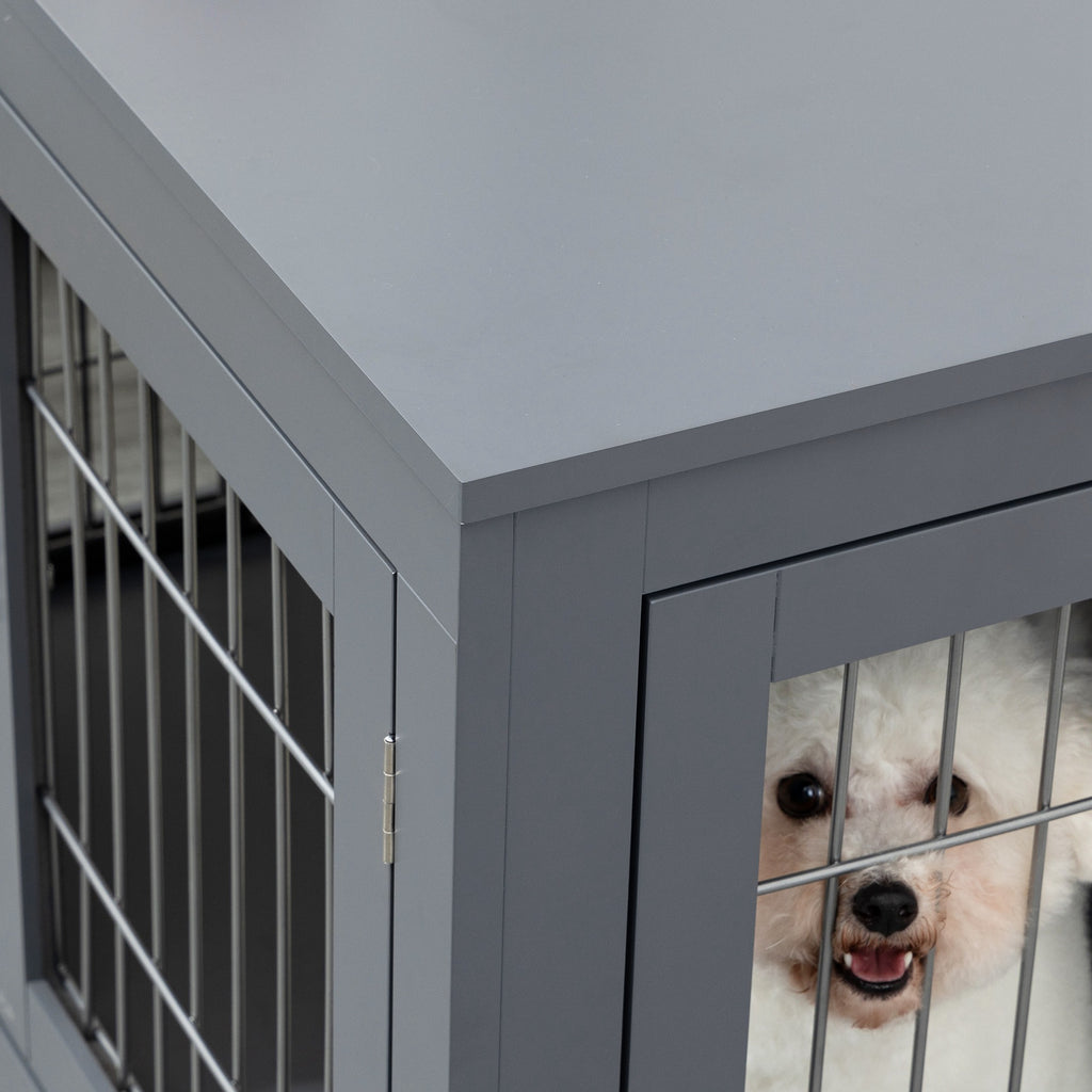 Dog Cage Furniture Metal Indoor Pet Cage Cage, Double Door E | Home & Garden