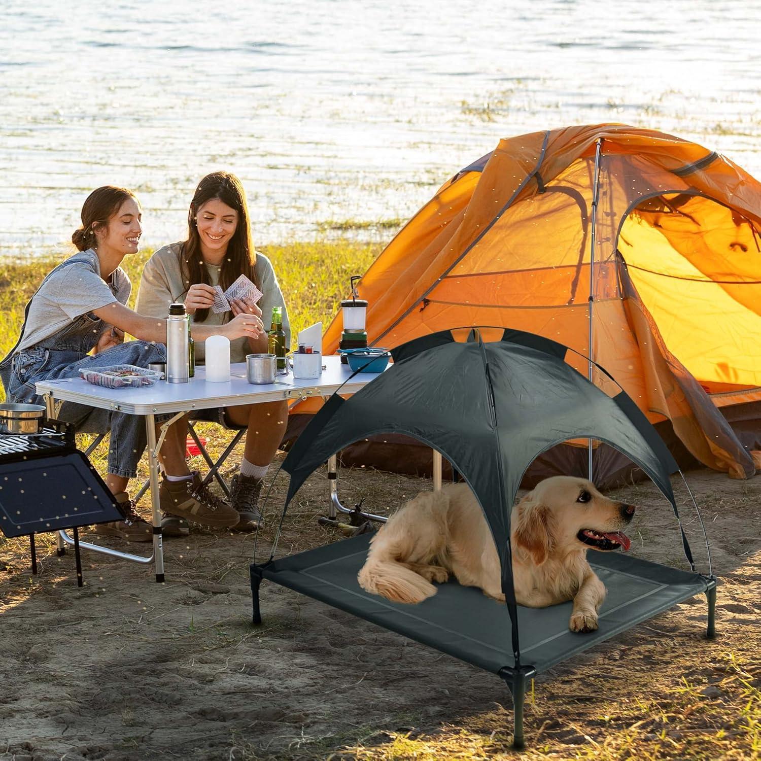 Outdoor Portable Grey Pet Dog Bed With Awning | Other