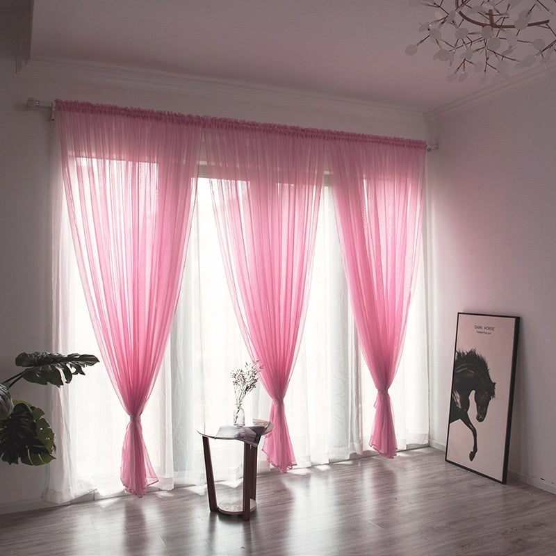 Simple And Modern Balcony Solid Color Gauze Curtain | Other