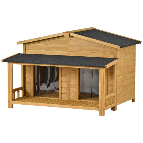 Large Wooden Dog House Outdoor Hut Style With Porch, 2 Doors | Other