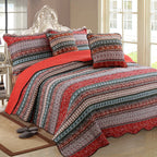 Three Piece Set Of Cotton And Linen Style Cotton Wash Quilt | Other