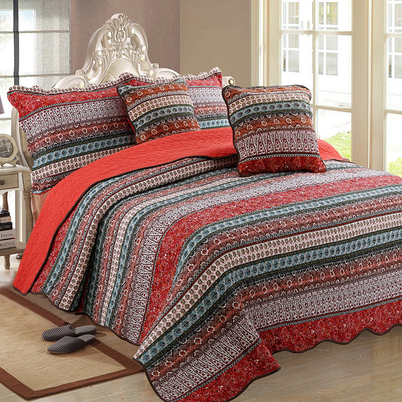 Three Piece Set Of Cotton And Linen Style Cotton Wash Quilt | Other