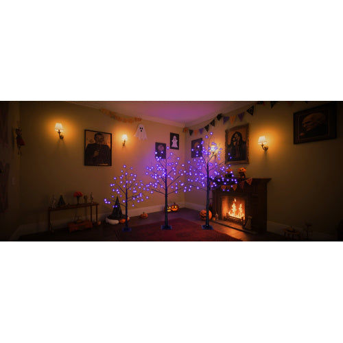 3 Pac Halloween Spooky Tree With Purple Lights, 4ft 5ft And | Other