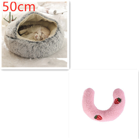 2 In 1 Dog And Cat Bed Pet Winter Bed Round Plush Warm Bed H | Other