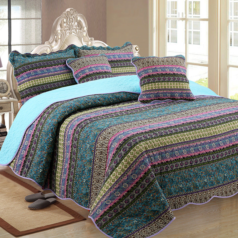 Three Piece Set Of Cotton And Linen Style Cotton Wash Quilt | Other