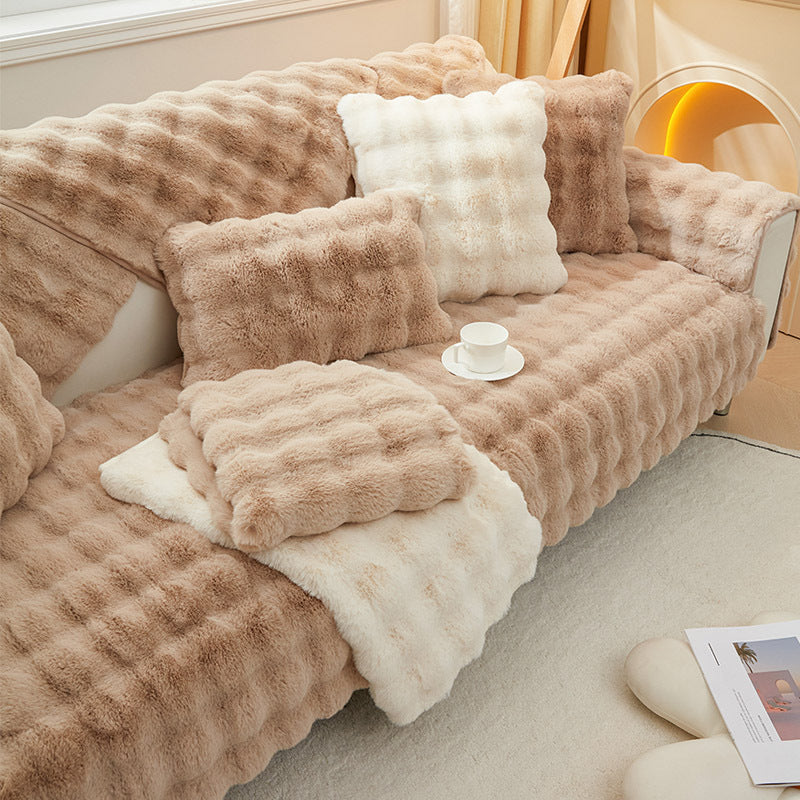 Rabbit Plush Sofa Cushion High-grade Leather Anti-skid | Home & Garden