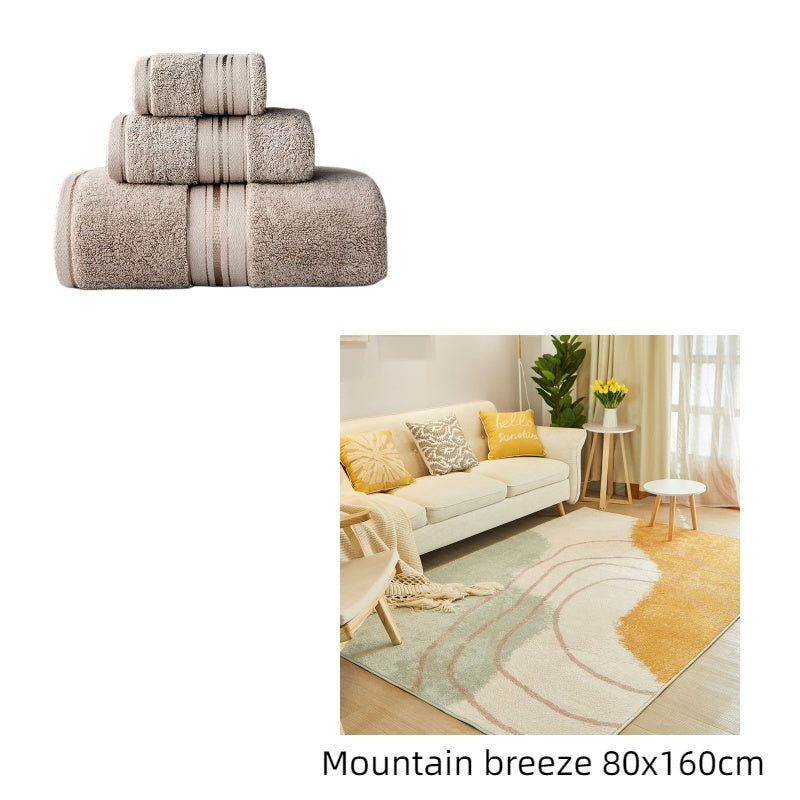 Pure Color Thick Cotton Bath Towel Set Towel Set Increased P | Other