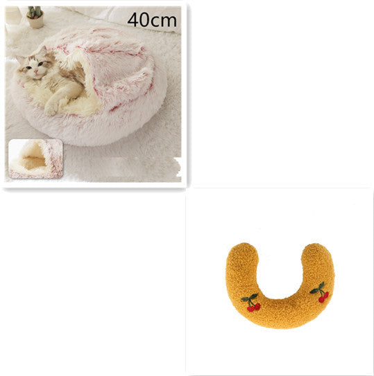 2 In 1 Dog And Cat Bed Pet Winter Bed Round Plush Warm Bed H | Other