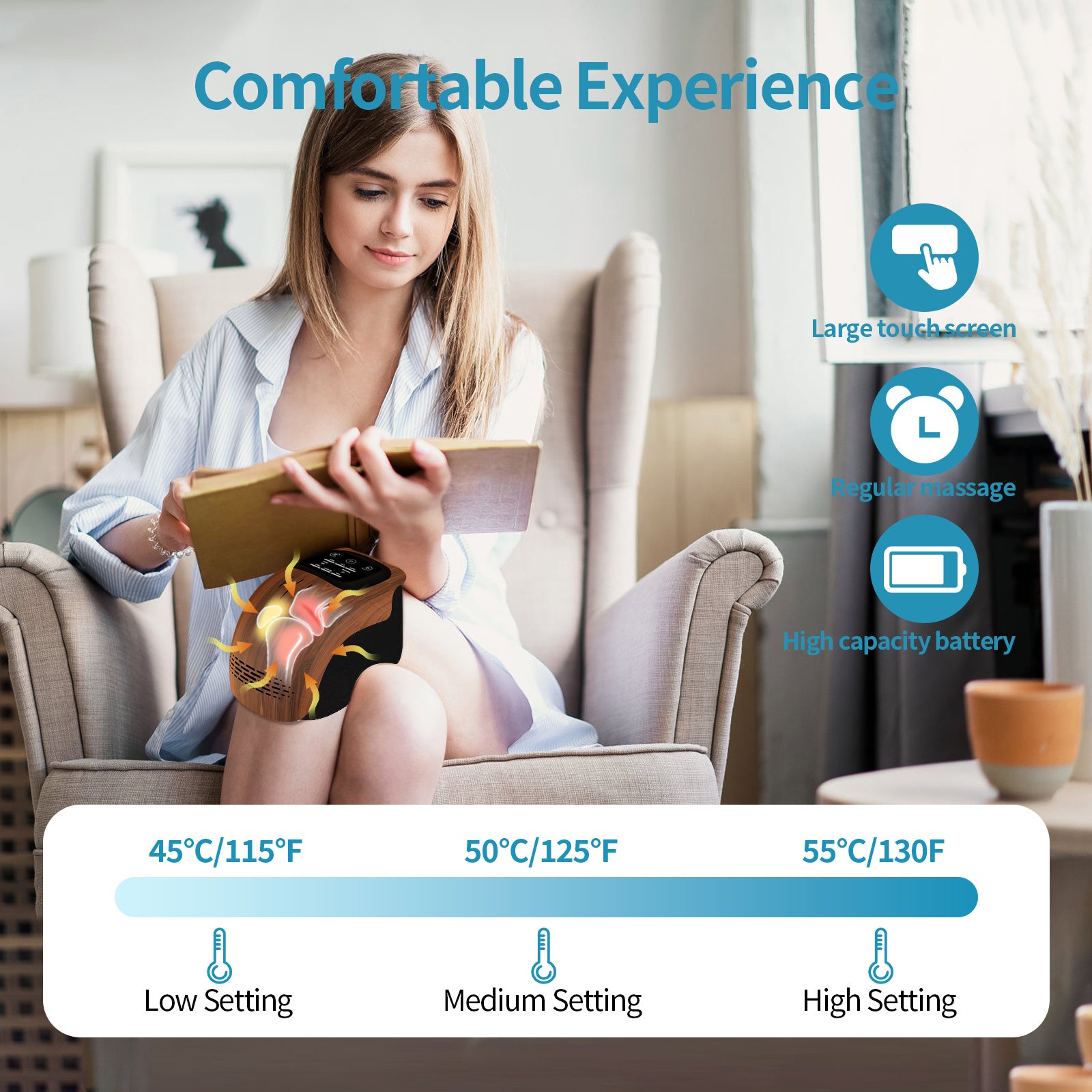 Intelligent Heated Knee Massager – Infrared, Vibration & Pain Relief Therapy