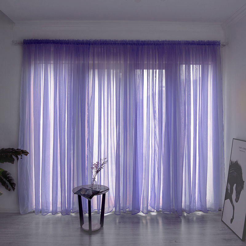 Simple And Modern Balcony Solid Color Gauze Curtain | Other