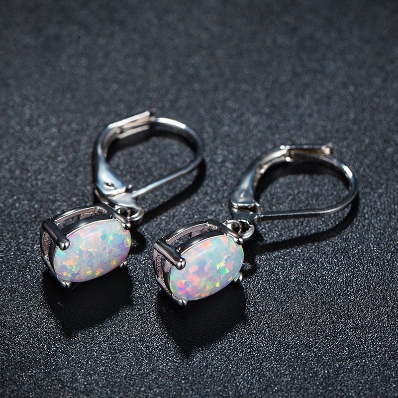 Four-claw Oval Opal Earrings European And American Ornament | Jewelry & Accessories