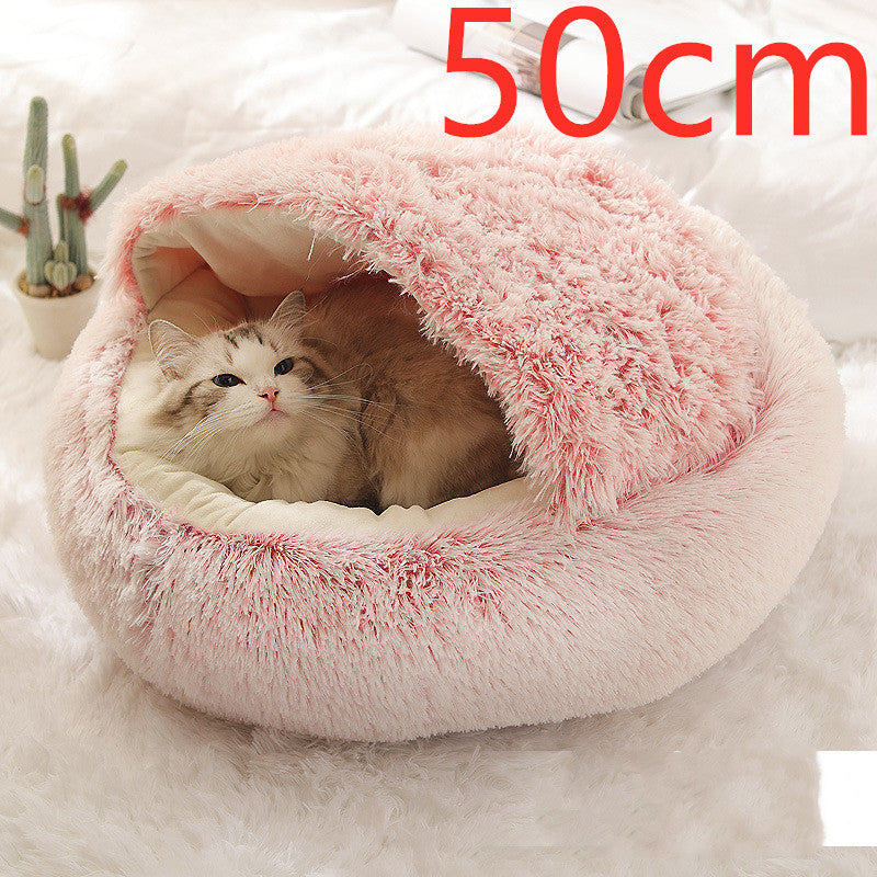 2 In 1 Dog And Cat Bed Pet Winter Bed Round Plush Warm Bed H | Other