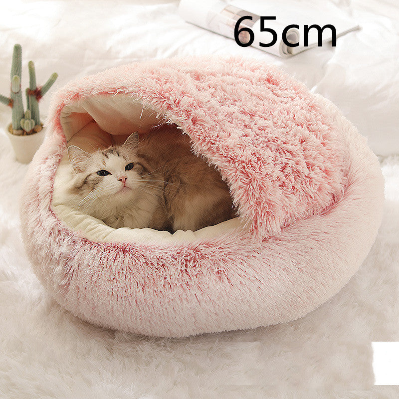 2 In 1 Dog And Cat Bed Pet Winter Bed Round Plush Warm Bed H | Other