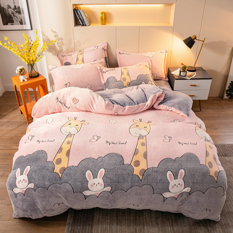 Four-piece Bedding With Velvet Sheets To Keep Warm Milk Velv | Other