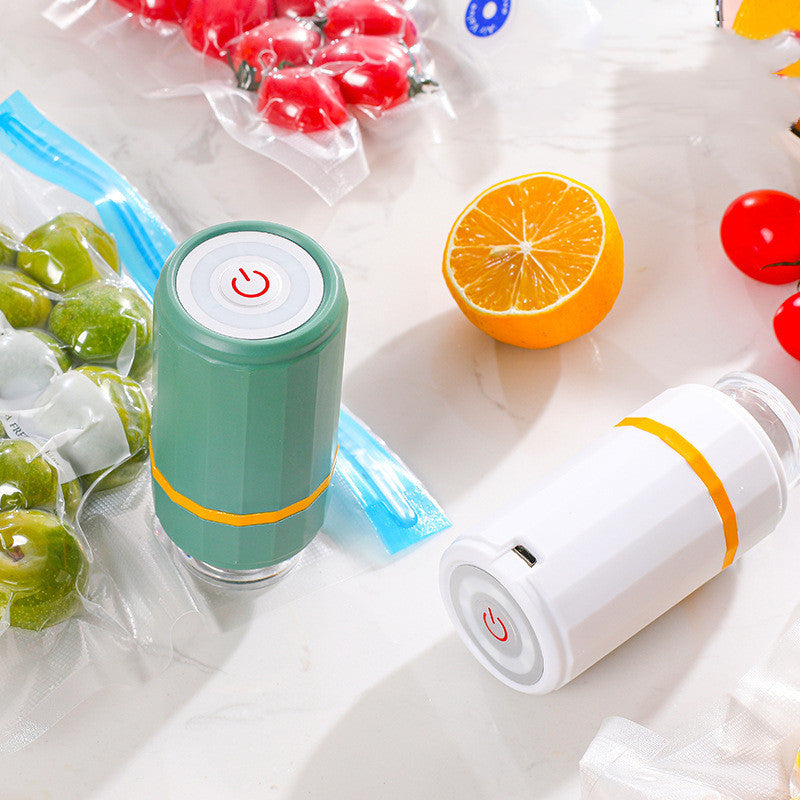 Mini USB Rechargeable Vacuum Sealer Pump – Portable Food & Clothes Saver with Storage Bags