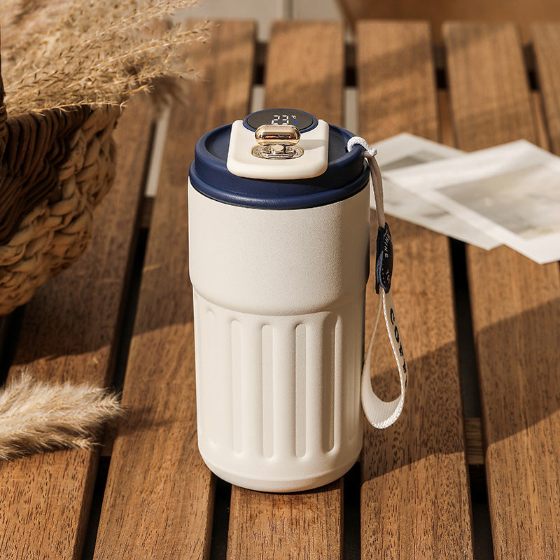 Smart Digital Thermal Bottle – 450ml Stainless Steel Insulated Coffee Mug with LED Temperature Display