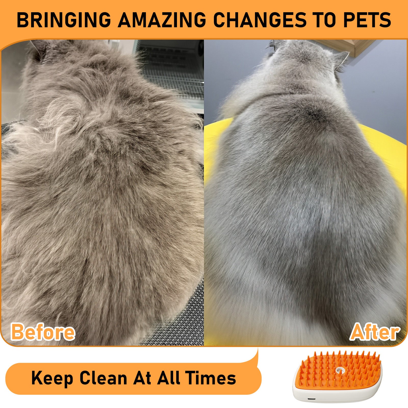 4 In 1 Cat Steam Brush, Anti Static Shedding Spray Comb, Hai | Other