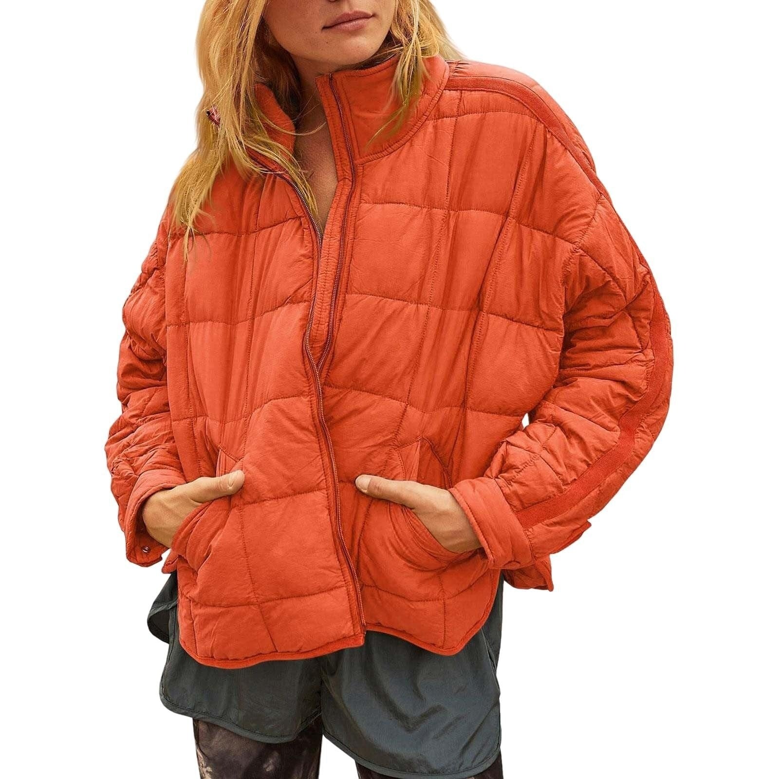 Winter Zip-up Stand Collar Coat With Pockets Fashion Solid C | Other