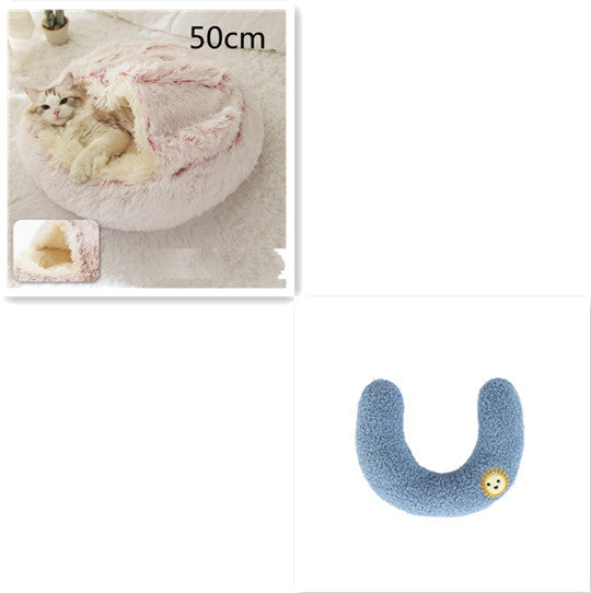 2 In 1 Dog And Cat Bed Pet Winter Bed Round Plush Warm Bed H | Other