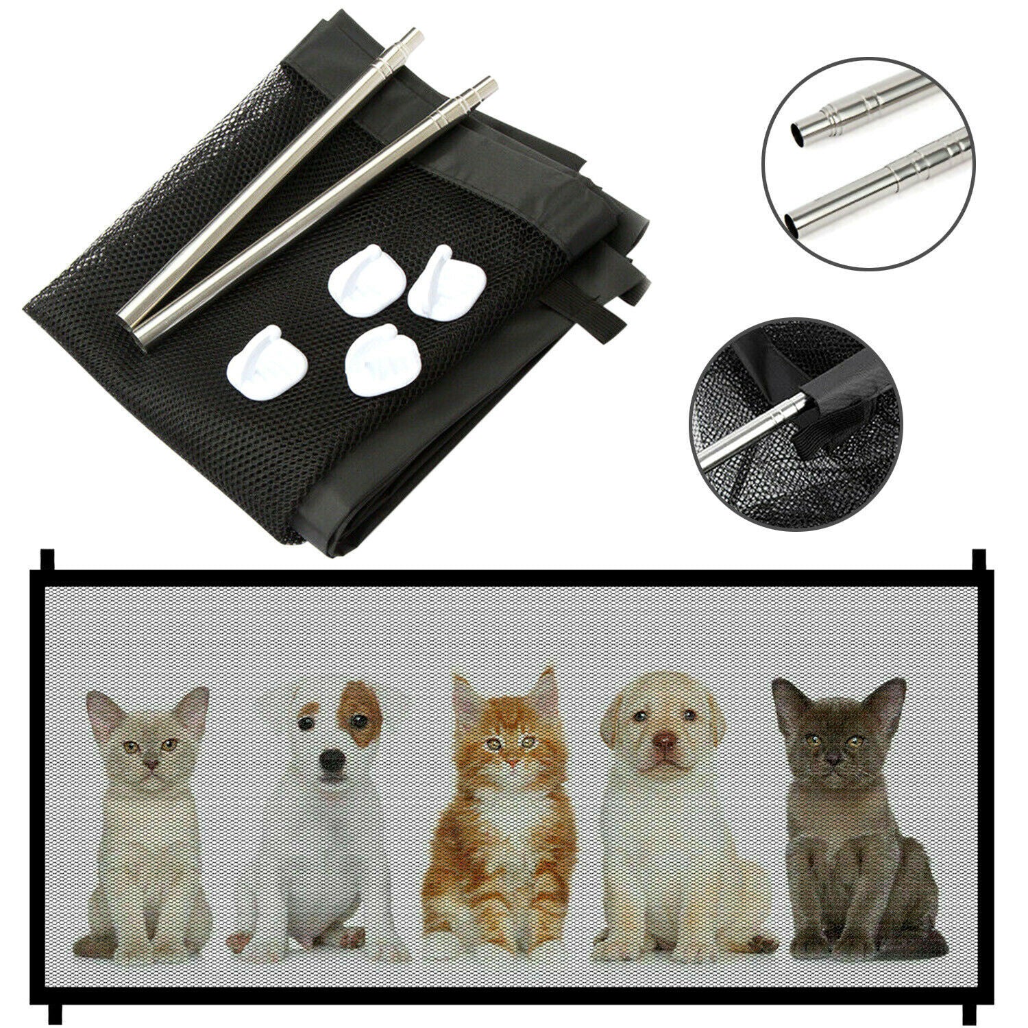 Pets Dog Cat Adorable Baby Safety Gate Mesh Fence Magic Portable Guar | Electronic Learning Toys